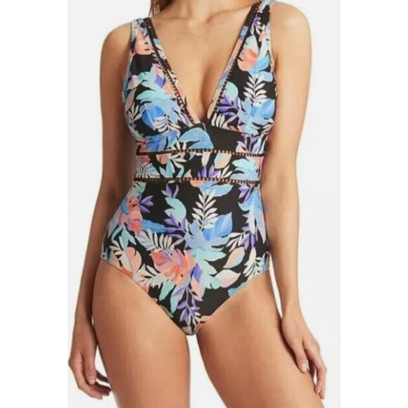 Sea Level Australia Botanica Spliced One Piece Floral Swimsuit Size US 4 NEW - Picture 1 of 7